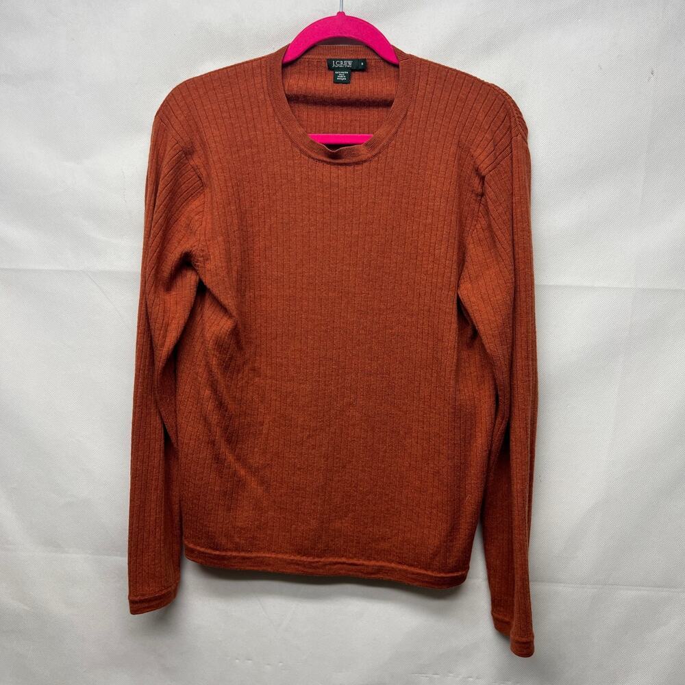 J. Crew Vintage 100% Merino Wool Ribbed Rust Brown Women's Sweater Size Medium